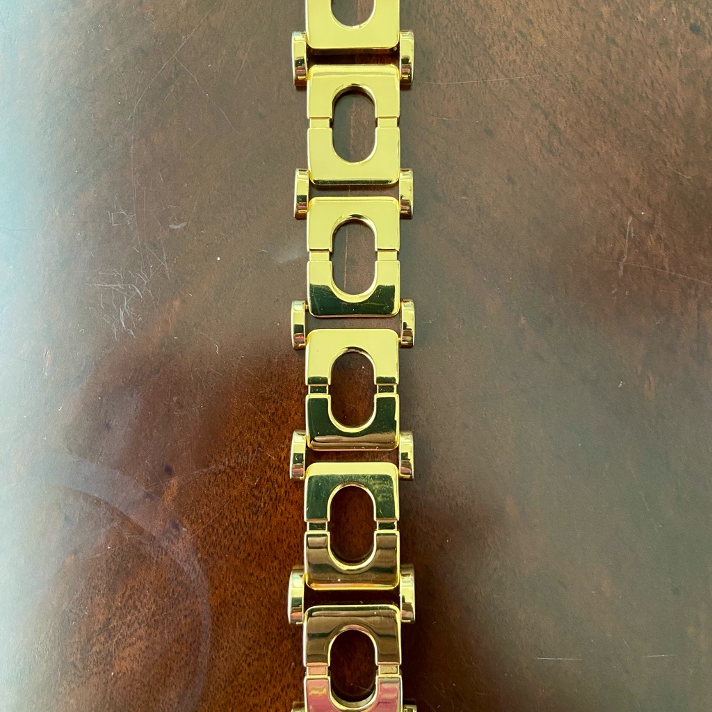 Dvf Diane Von Furstenberg Gold Elegant Tone 1”& 1.2” Rectangle Link Bracelet